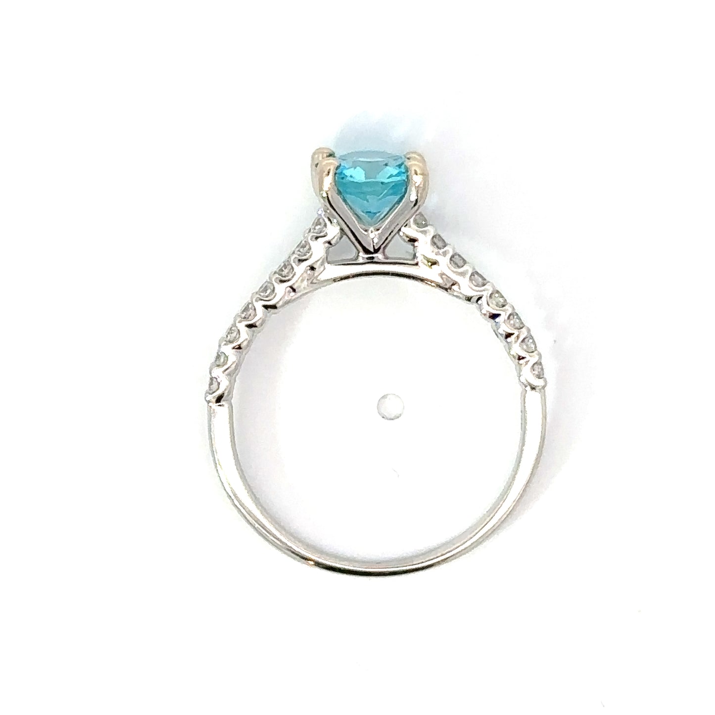 Side Stone Engagement Ring in 14K White Gold