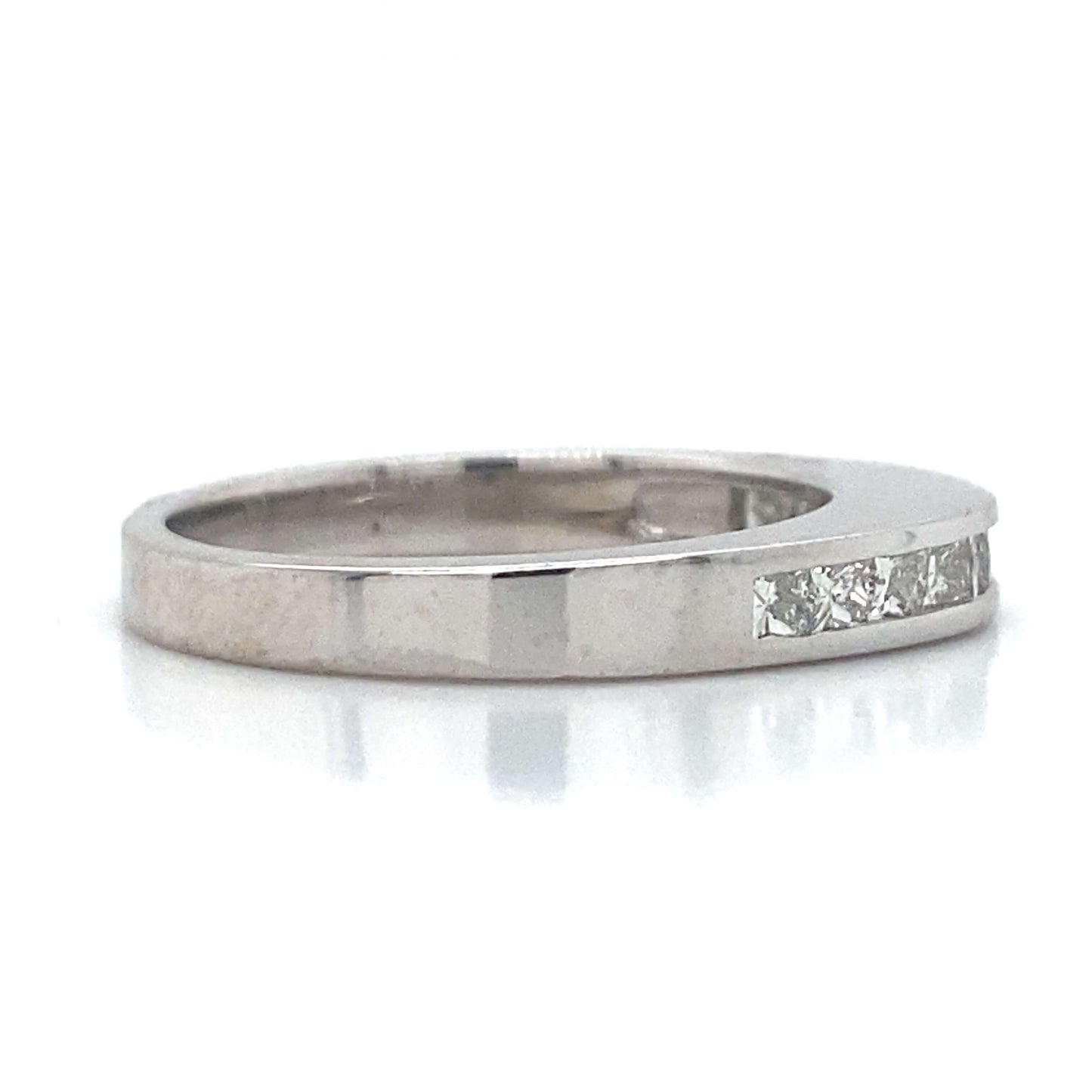 Princess Cut Channel Set Wedding Ring in 18K White Gold