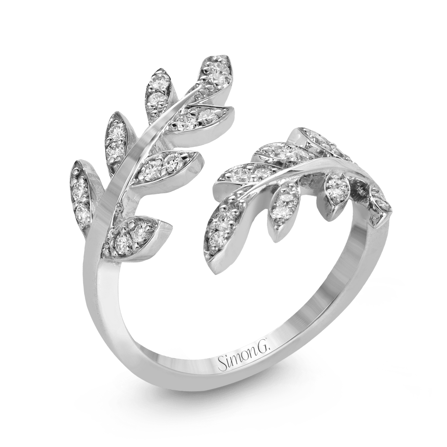 Fallen Leaves Fashion Ring In 18k Gold With Diamonds - Simon G. Jewelry