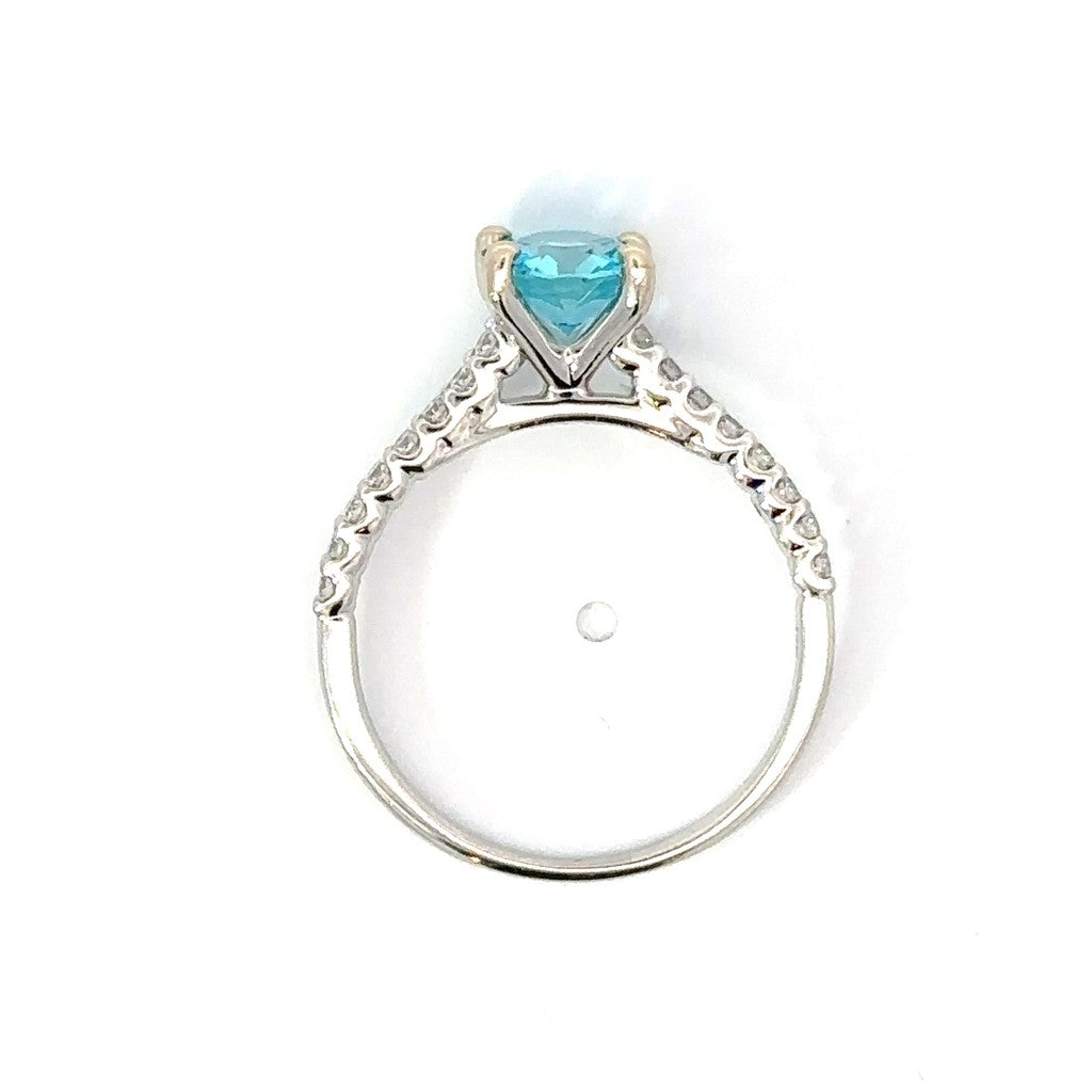 Side Stone Engagement Ring in 14K White Gold