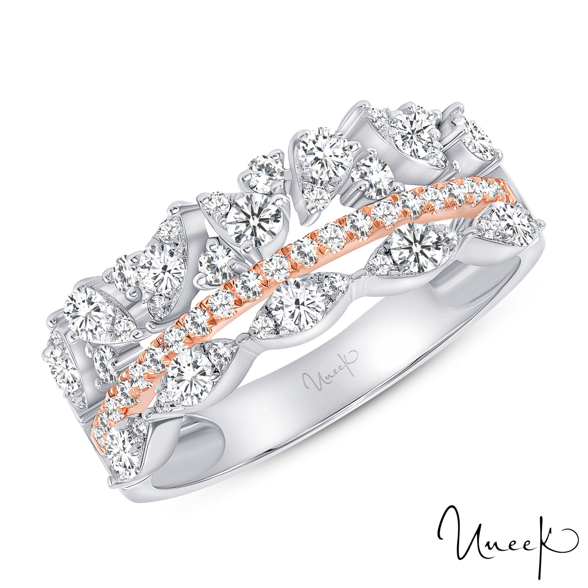 Uneek 1-Row Ring 14K White Gold, 14K Rose Gold LVBAD2963RW