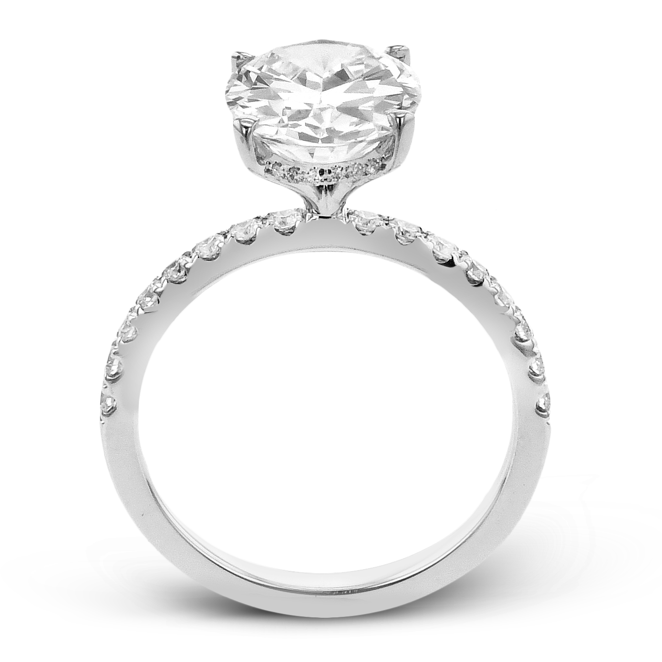 Oval-cut Hidden Halo Engagement Ring in 18k Gold with Diamonds