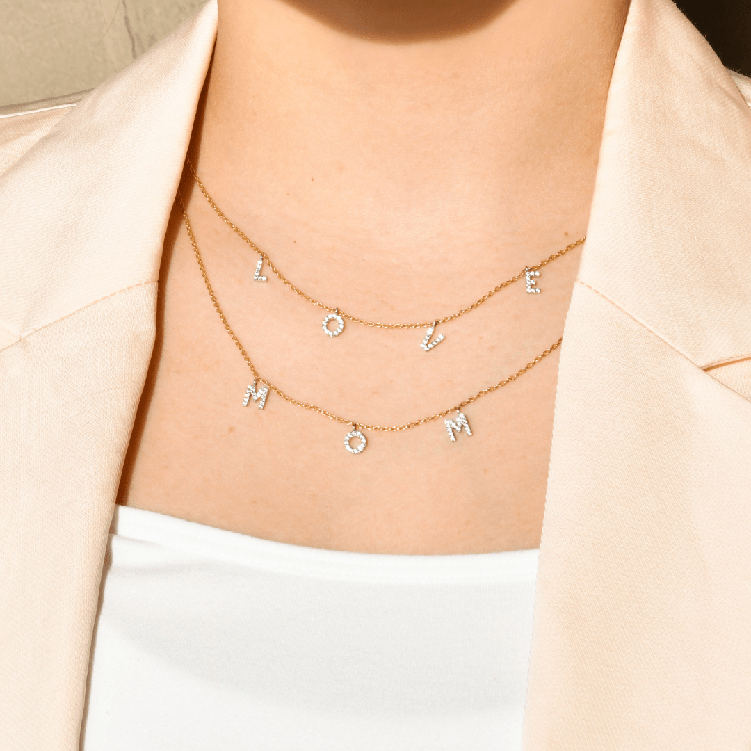 Personalized Initial Necklace in 18k Gold with Diamonds