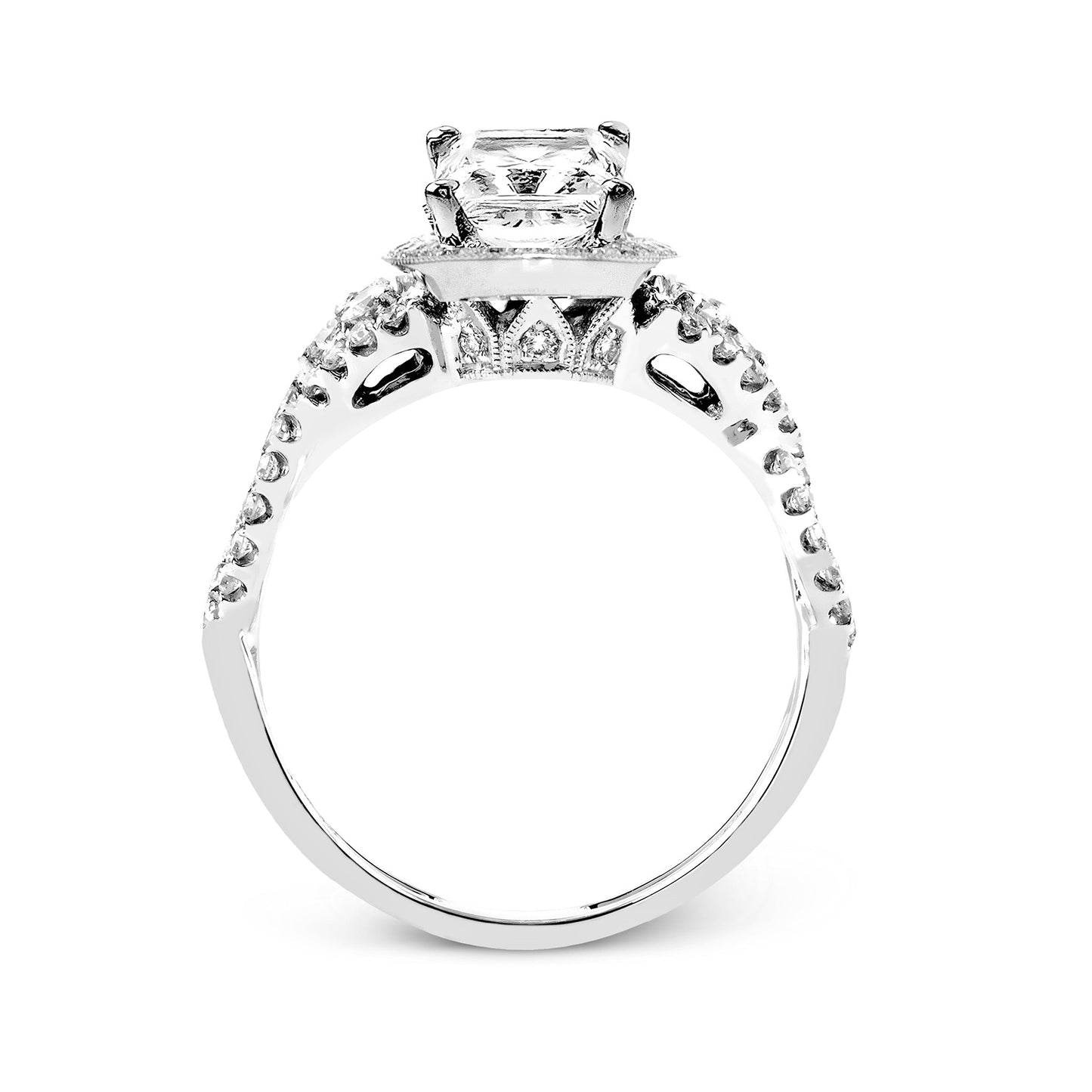 Princess-Cut Halo Engagement Ring In 18k Gold With Diamonds