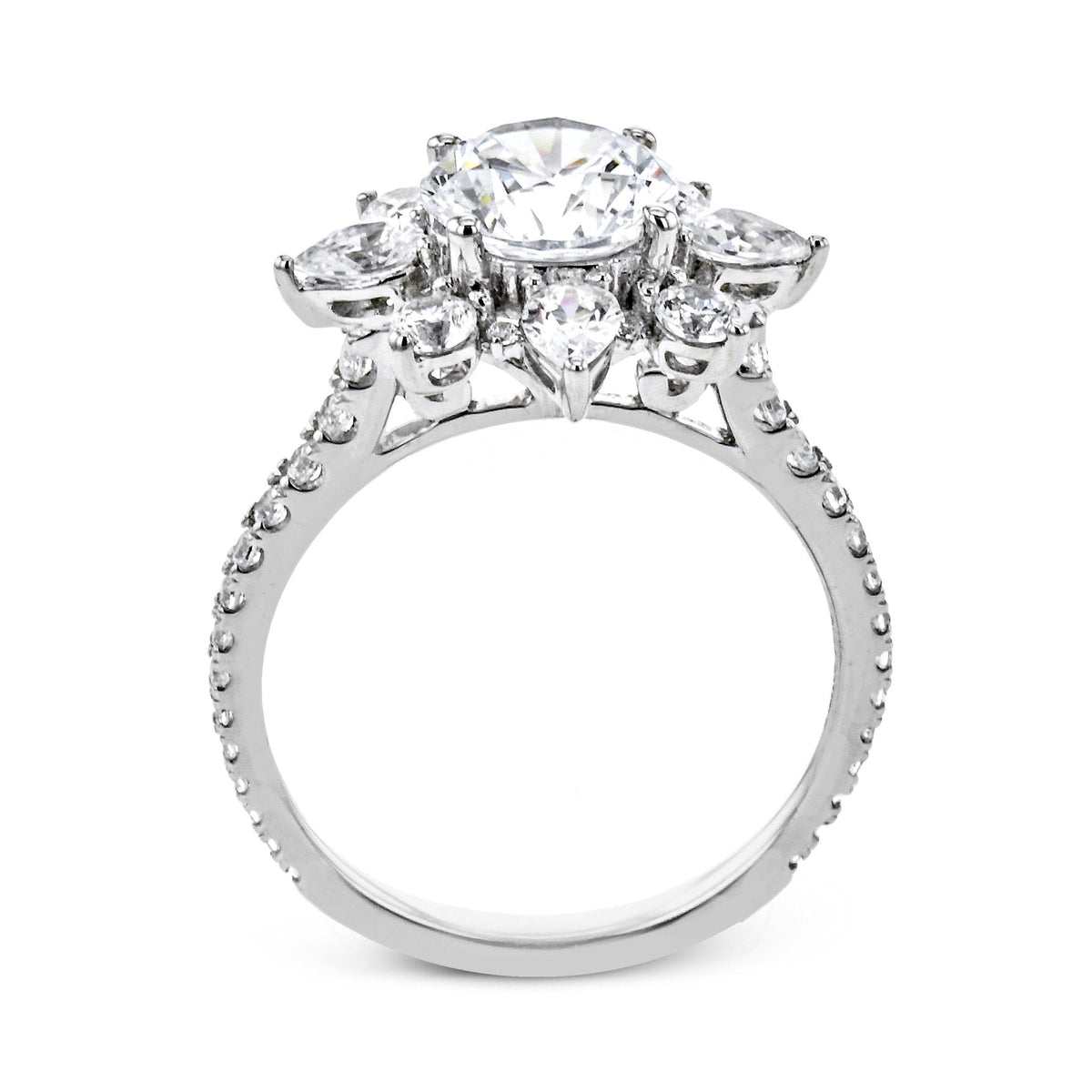 Round - Cut Flower Halo Engagement Ring In 18k Gold With Diamonds - Simon G. Jewelry