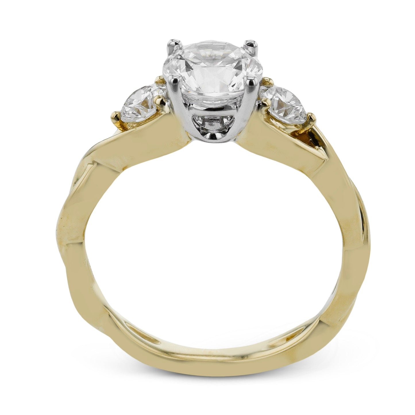 Round-Cut Three-Stone Engagement Ring In 18k Gold With Diamonds