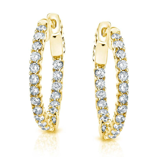 Lab Grown Medium Round Diamond Hoop Earrings in 14k Yellow Gold 1.25 ct. tw. (F-G, VS), 0.80 inch