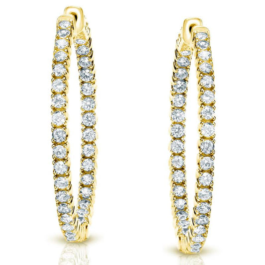 Lab Grown Medium Pave Round Diamond Hoop Earrings in 14k Yellow Gold 2.50 ct. tw. (F-G, VS), 1.0 inch