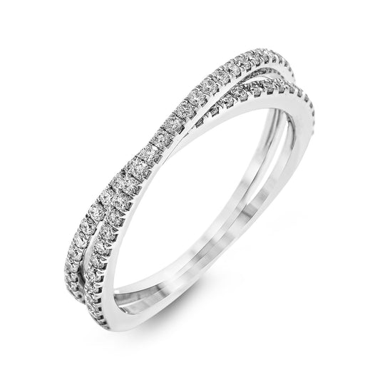 Criss-cross Wedding Band in 18k Gold with Diamonds