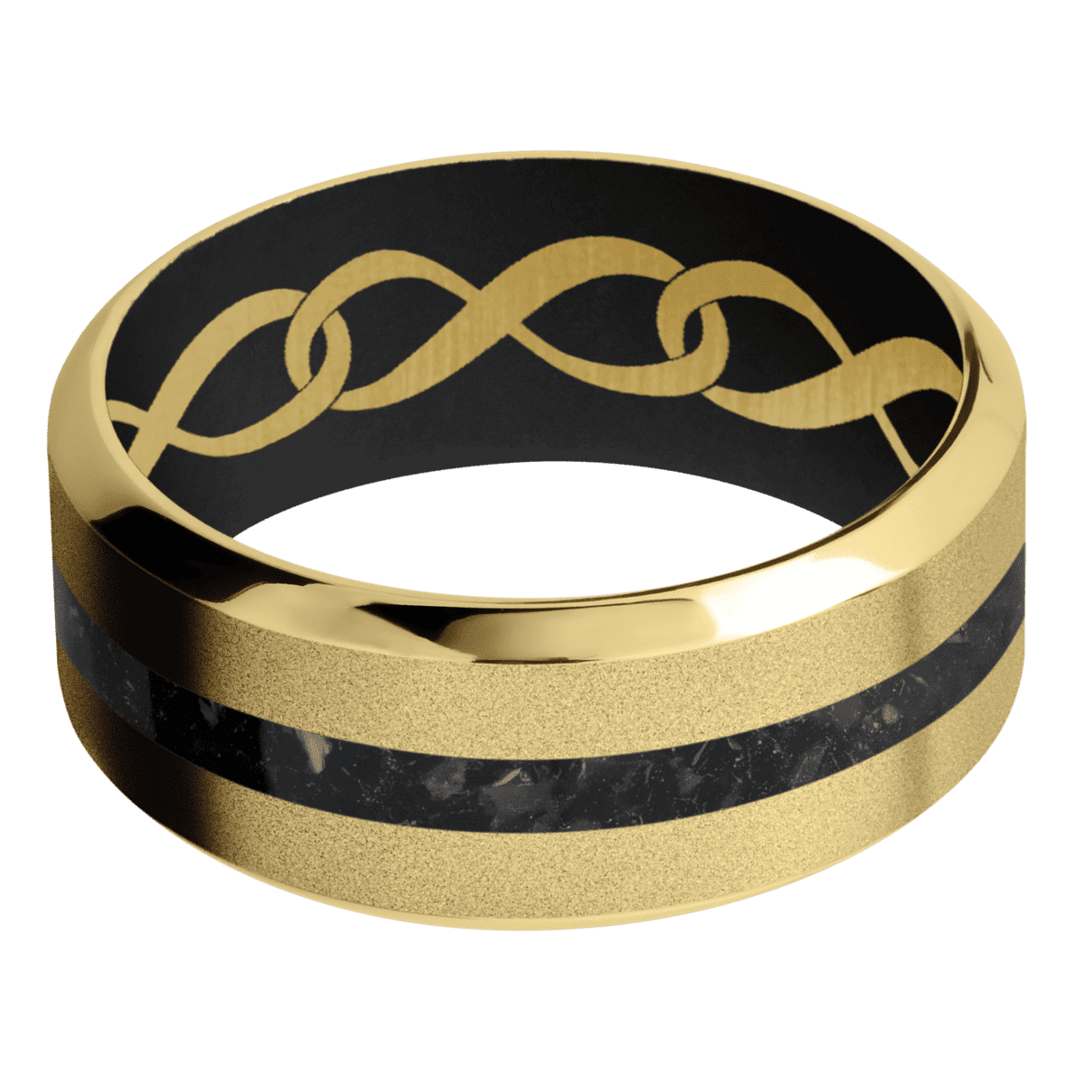 18K Yellow Gold + Sand , Polish Finish + Black