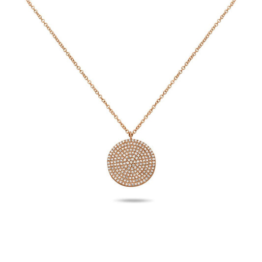 Diamond Disc Necklace in 14k Rose Gold