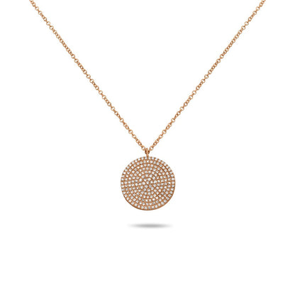 Diamond Disc Necklace in 14k Rose Gold