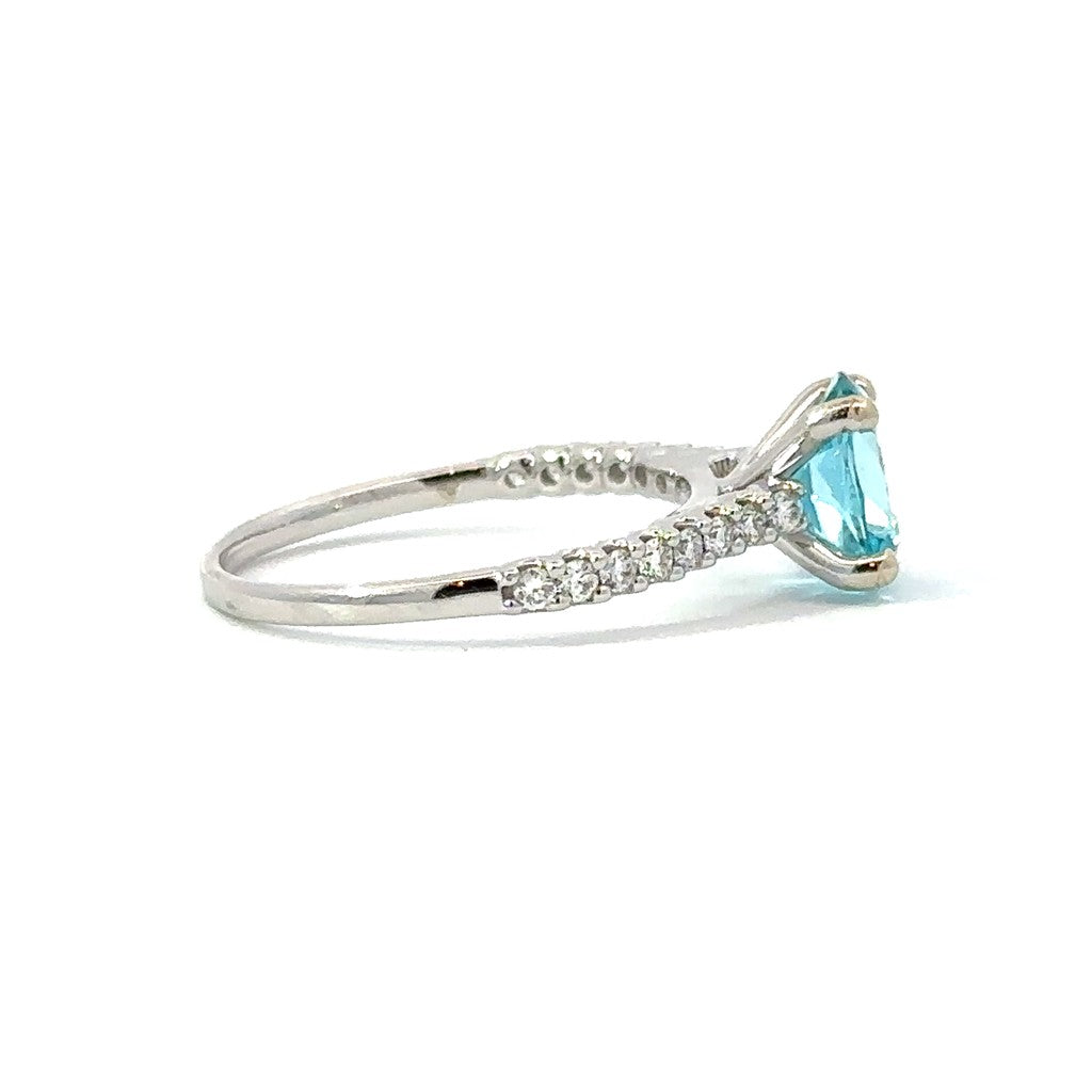 Side Stone Engagement Ring in 14K White Gold