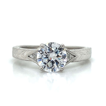 Three Stone Trillion Engagement Ring in 18K White Gold