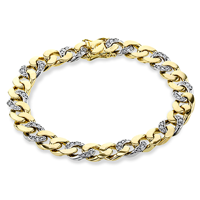 Diamond Curb Link Chain Bracelet in 14K White & Yellow Gold