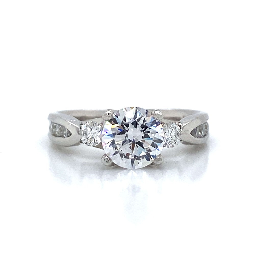 Verragio Three Stone Round & Pave Set Engagement Ring in Platinum