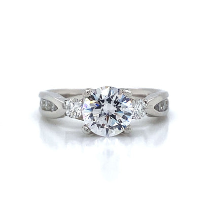 Verragio Three Stone Round & Pave Set Engagement Ring in Platinum