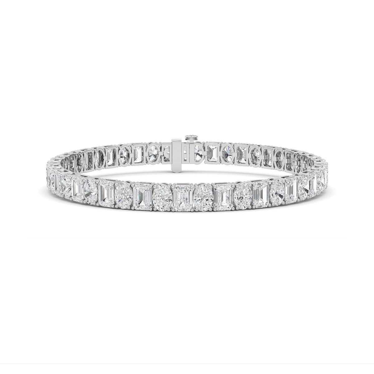 15CTW Emerald Lab-Grown Diamond Prong Bracelet 47 Stones
