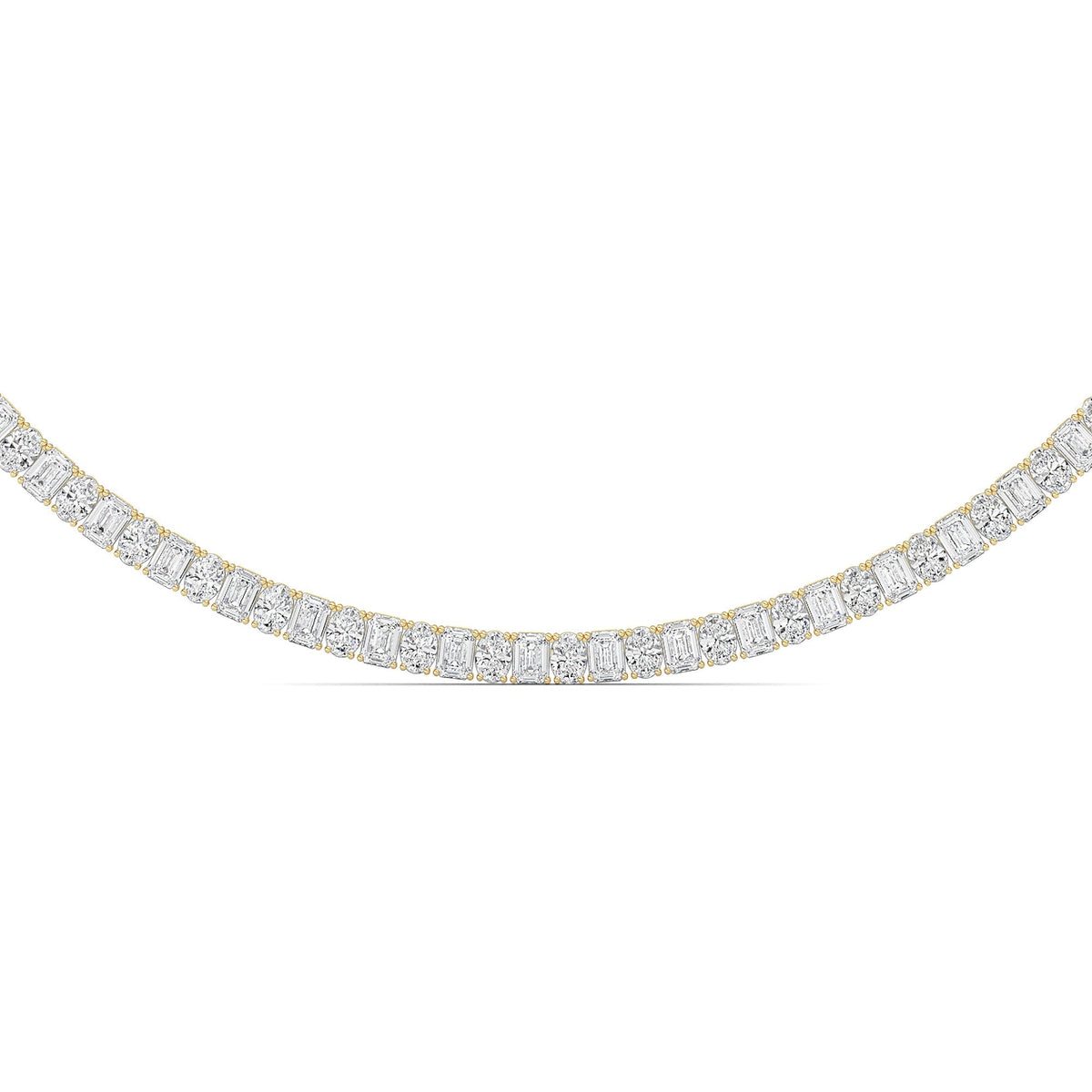 33CTW Emerald Lab-Grown Diamond Prong Necklace 128 Stones
