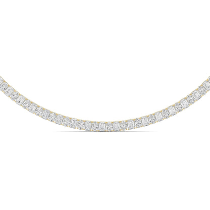 33CTW Emerald Lab-Grown Diamond Prong Necklace 128 Stones