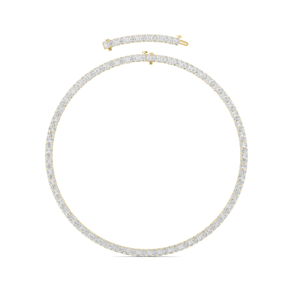 33CTW Emerald Lab-Grown Diamond Prong Necklace 128 Stones