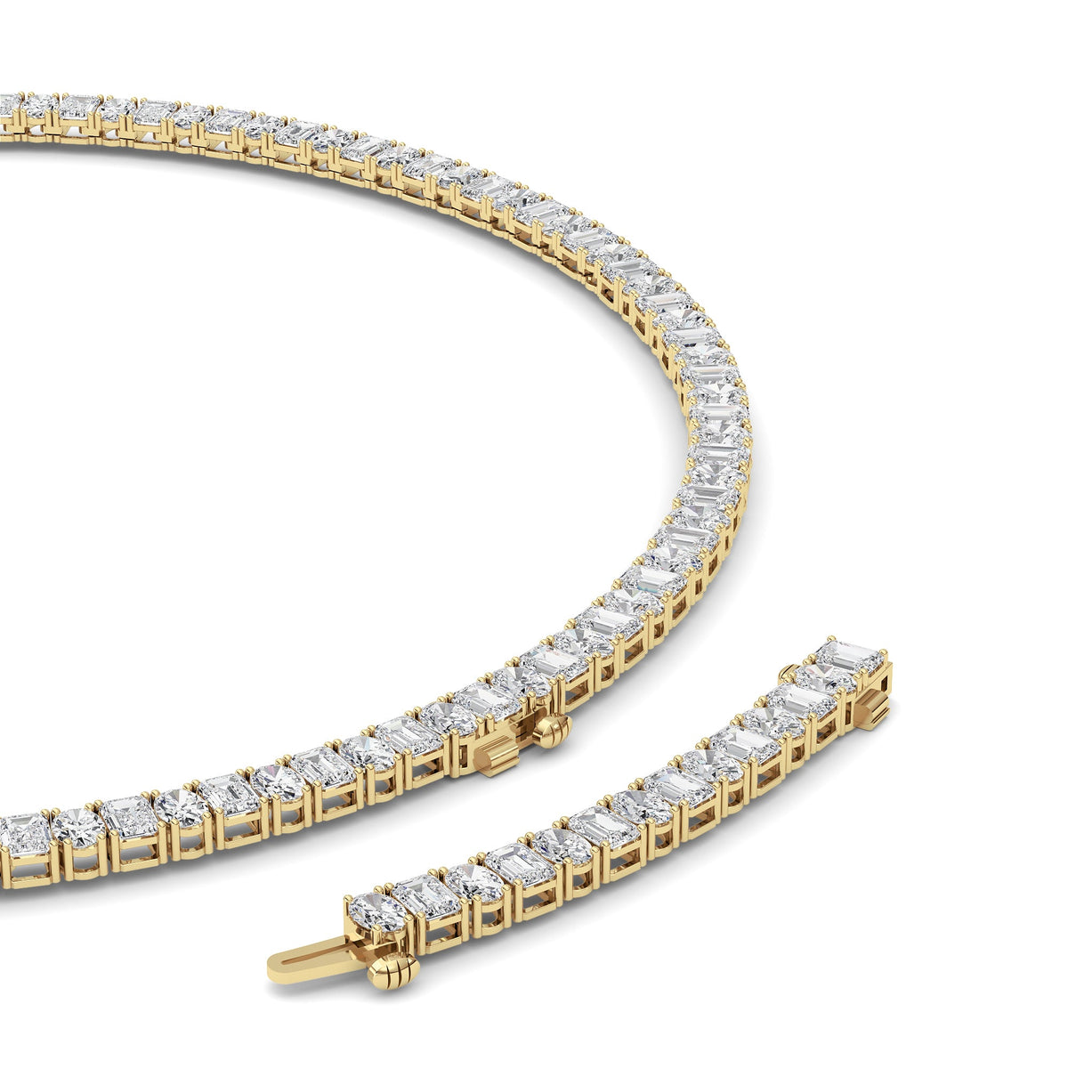 33CTW Emerald Lab-Grown Diamond Prong Necklace 128 Stones
