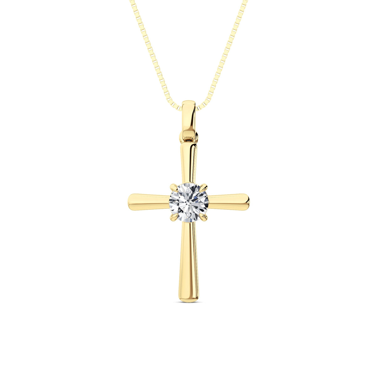0.5CTW Round Lab-Grown Diamond Prong Solitaire Cross Pendant Necklace