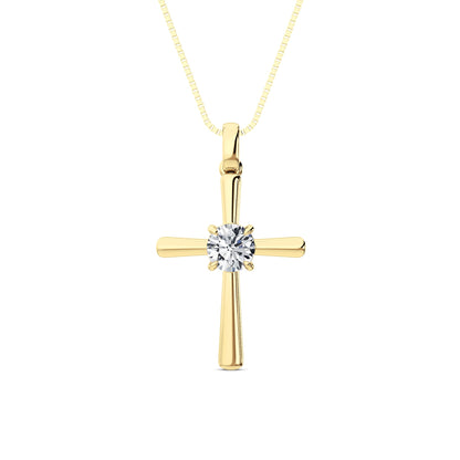 0.5CTW Round Lab-Grown Diamond Prong Solitaire Cross Pendant Necklace