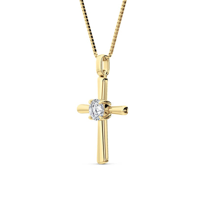 0.5CTW Round Lab-Grown Diamond Prong Solitaire Cross Pendant Necklace