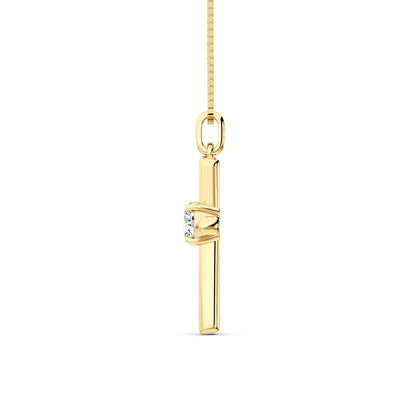 0.5CTW Round Lab-Grown Diamond Prong Solitaire Cross Pendant Necklace