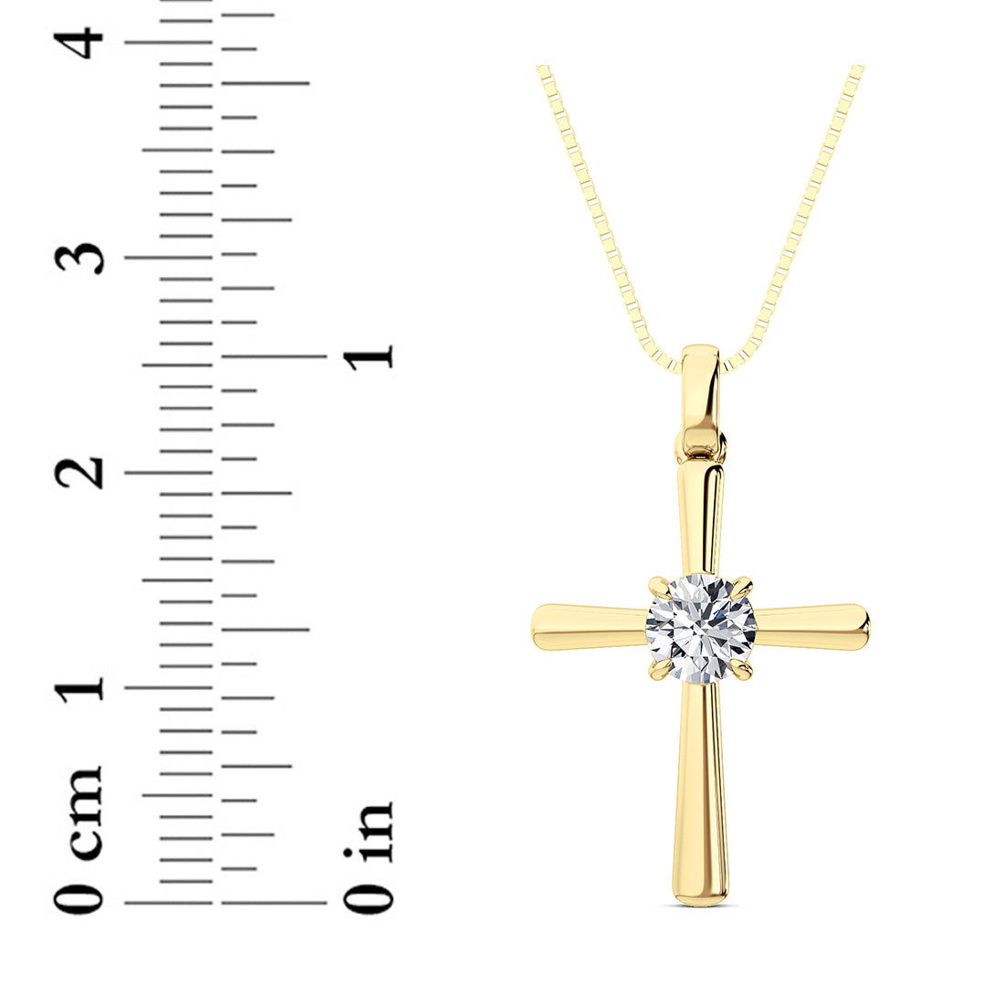 0.5CTW Round Lab-Grown Diamond Prong Solitaire Cross Pendant Necklace