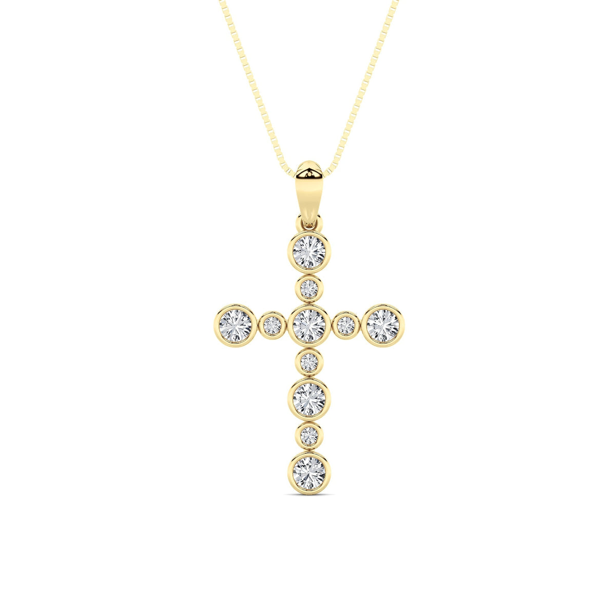 1CTW Round Lab-Grown Diamond Bezel Cross Pendant Necklace