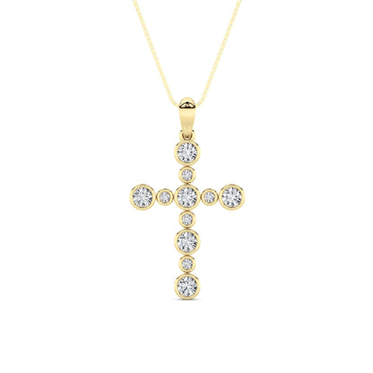 1CTW Round Lab-Grown Diamond Bezel Cross Pendant Necklace