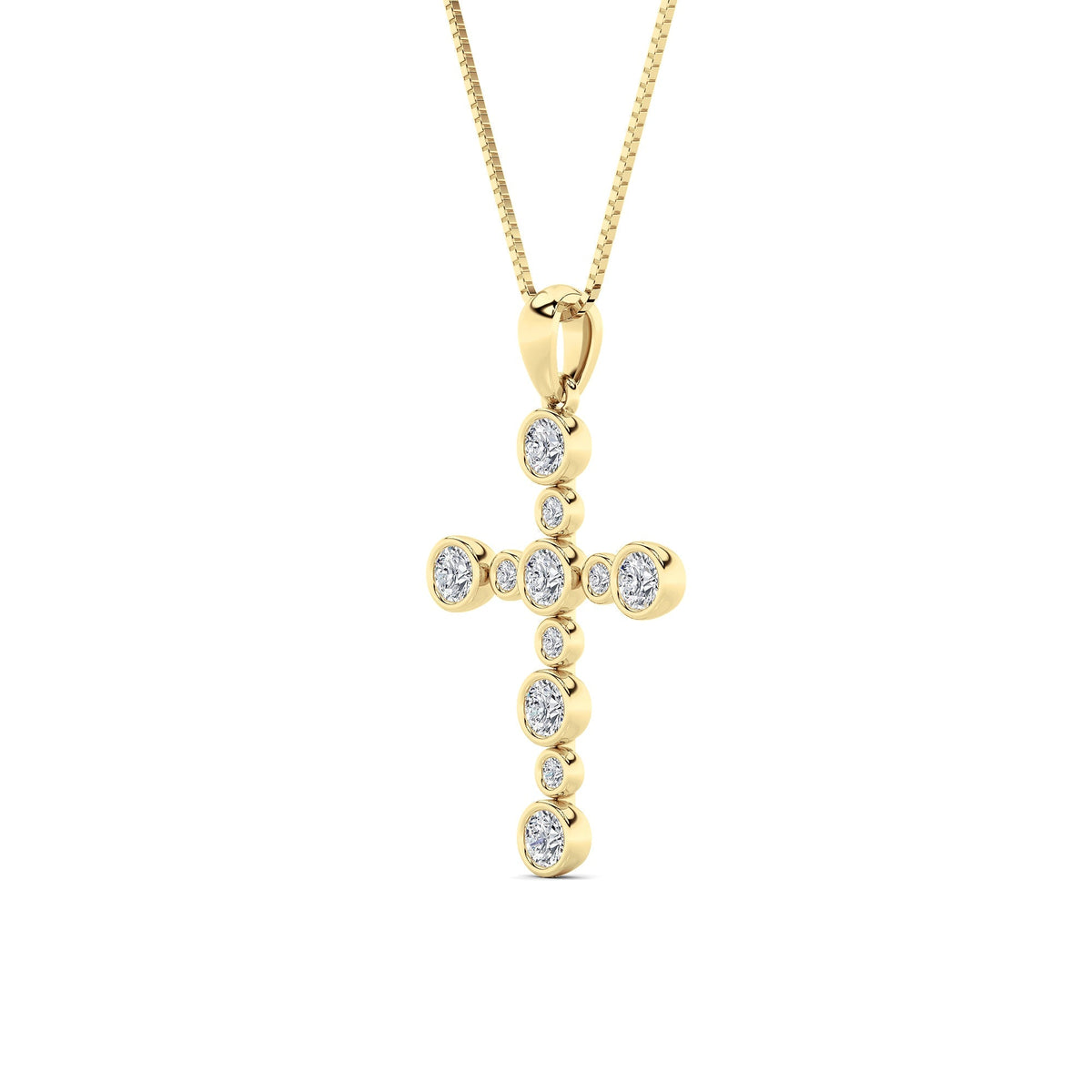 1CTW Round Lab-Grown Diamond Bezel Cross Pendant Necklace