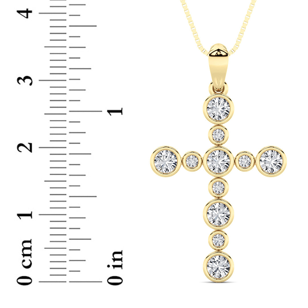 1CTW Round Lab-Grown Diamond Bezel Cross Pendant Necklace