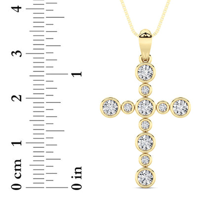 1CTW Round Lab-Grown Diamond Bezel Cross Pendant Necklace