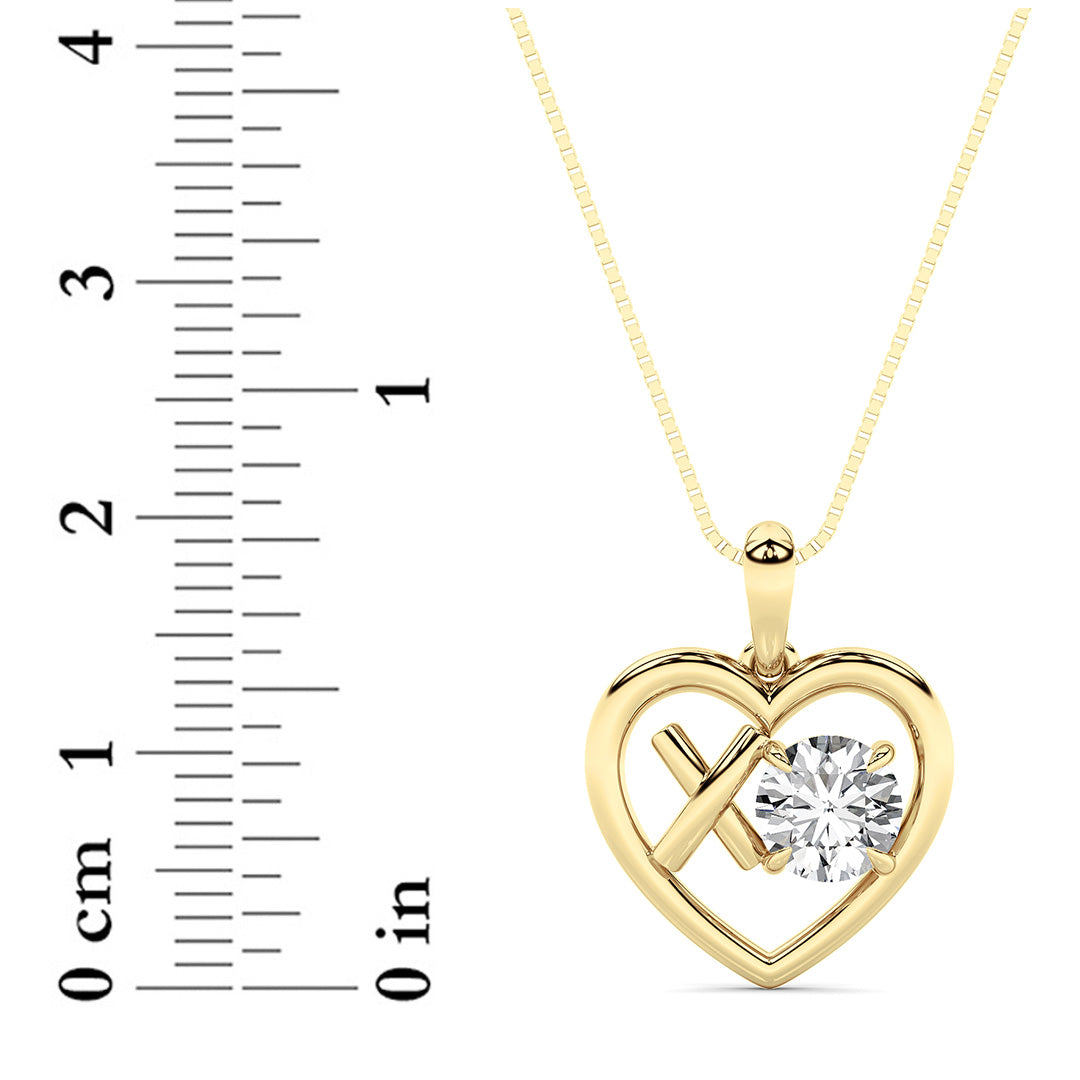 1CTW Round Lab-Grown Diamond Prong XO Heart Pendant Necklace