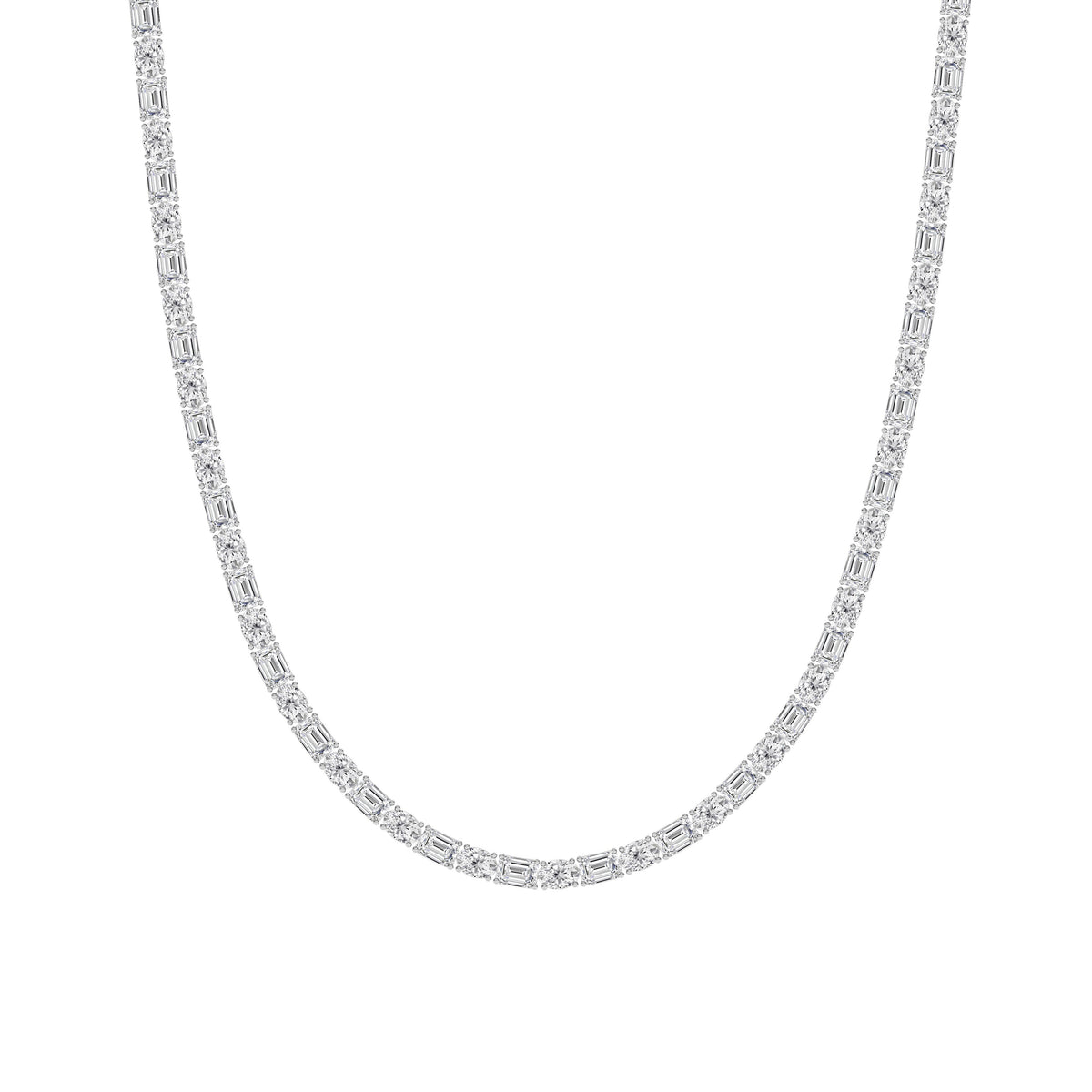 25CTW Emerald Lab-Grown Diamond Prong Necklace 94 Stones