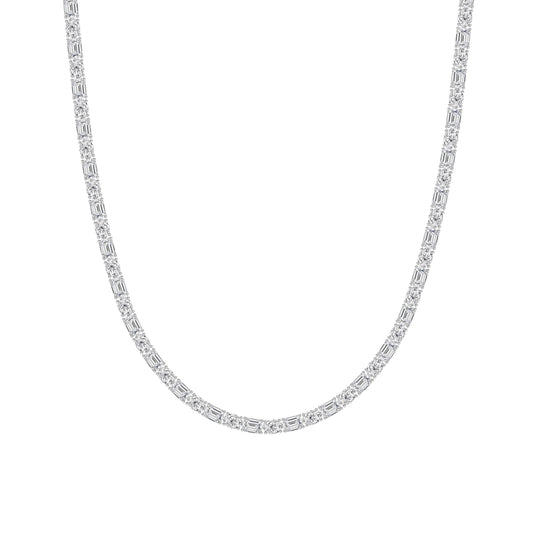 25CTW Emerald Lab-Grown Diamond Prong Necklace 94 Stones