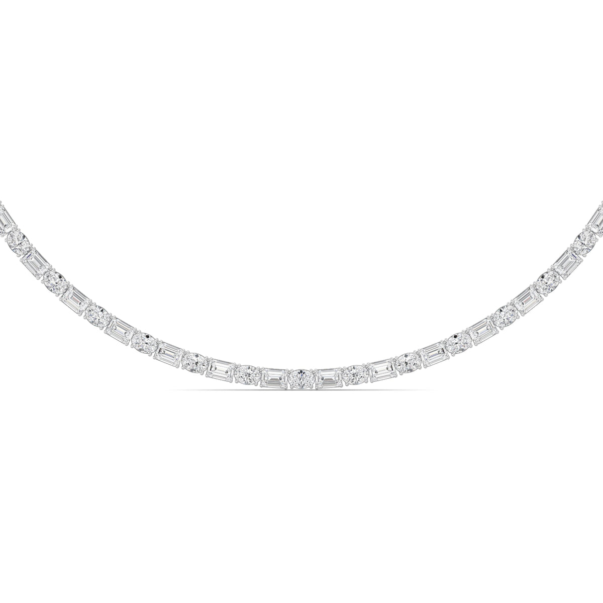25CTW Emerald Lab-Grown Diamond Prong Necklace 94 Stones