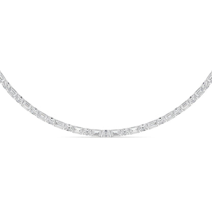 25CTW Emerald Lab-Grown Diamond Prong Necklace 94 Stones