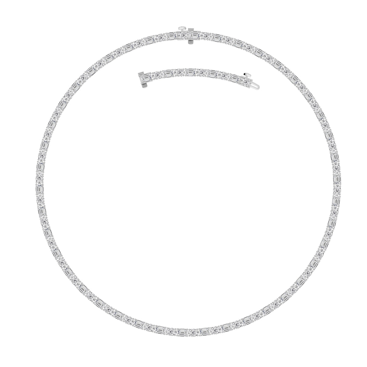 25CTW Emerald Lab-Grown Diamond Prong Necklace 94 Stones