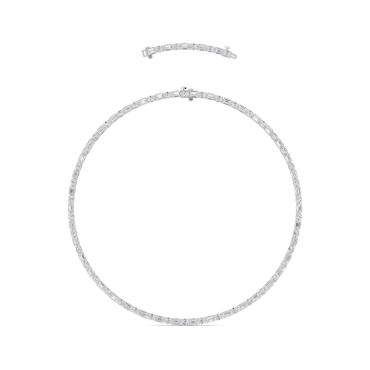 25CTW Emerald Lab-Grown Diamond Prong Necklace 94 Stones