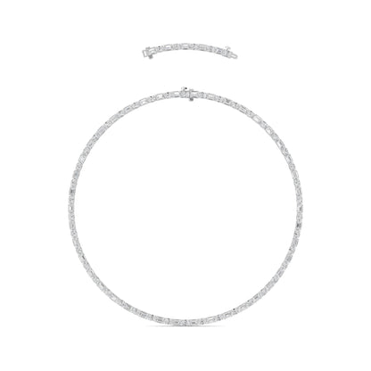 25CTW Emerald Lab-Grown Diamond Prong Necklace 94 Stones
