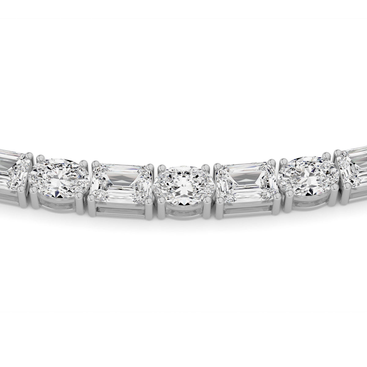 25CTW Emerald Lab-Grown Diamond Prong Necklace 94 Stones