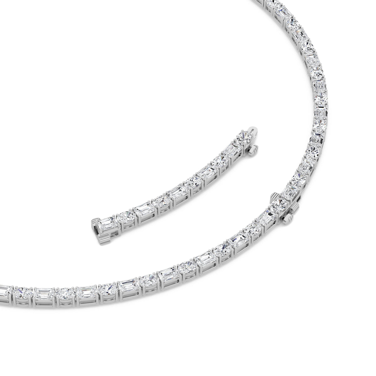 25CTW Emerald Lab-Grown Diamond Prong Necklace 94 Stones