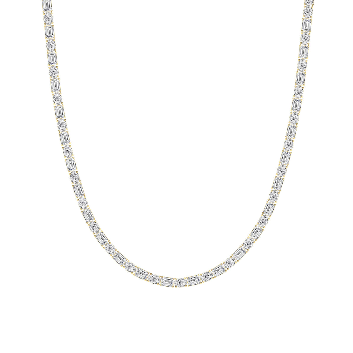 25CTW Emerald Lab-Grown Diamond Prong Necklace 94 Stones