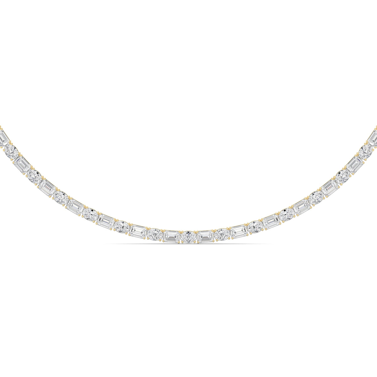 25CTW Emerald Lab-Grown Diamond Prong Necklace 94 Stones