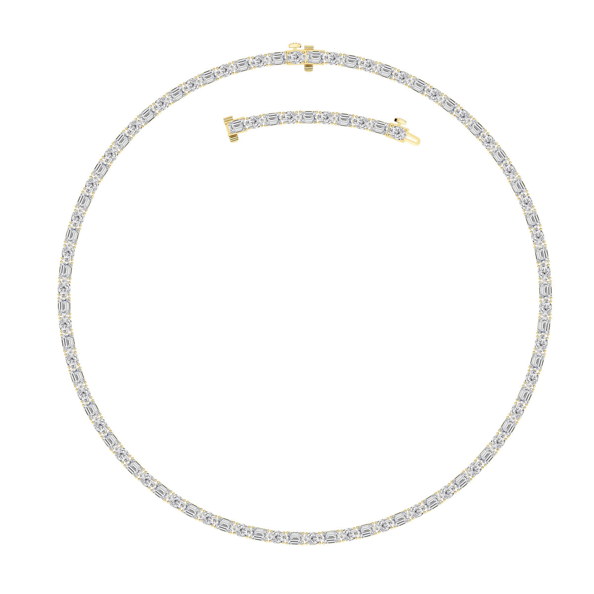25CTW Emerald Lab-Grown Diamond Prong Necklace 94 Stones