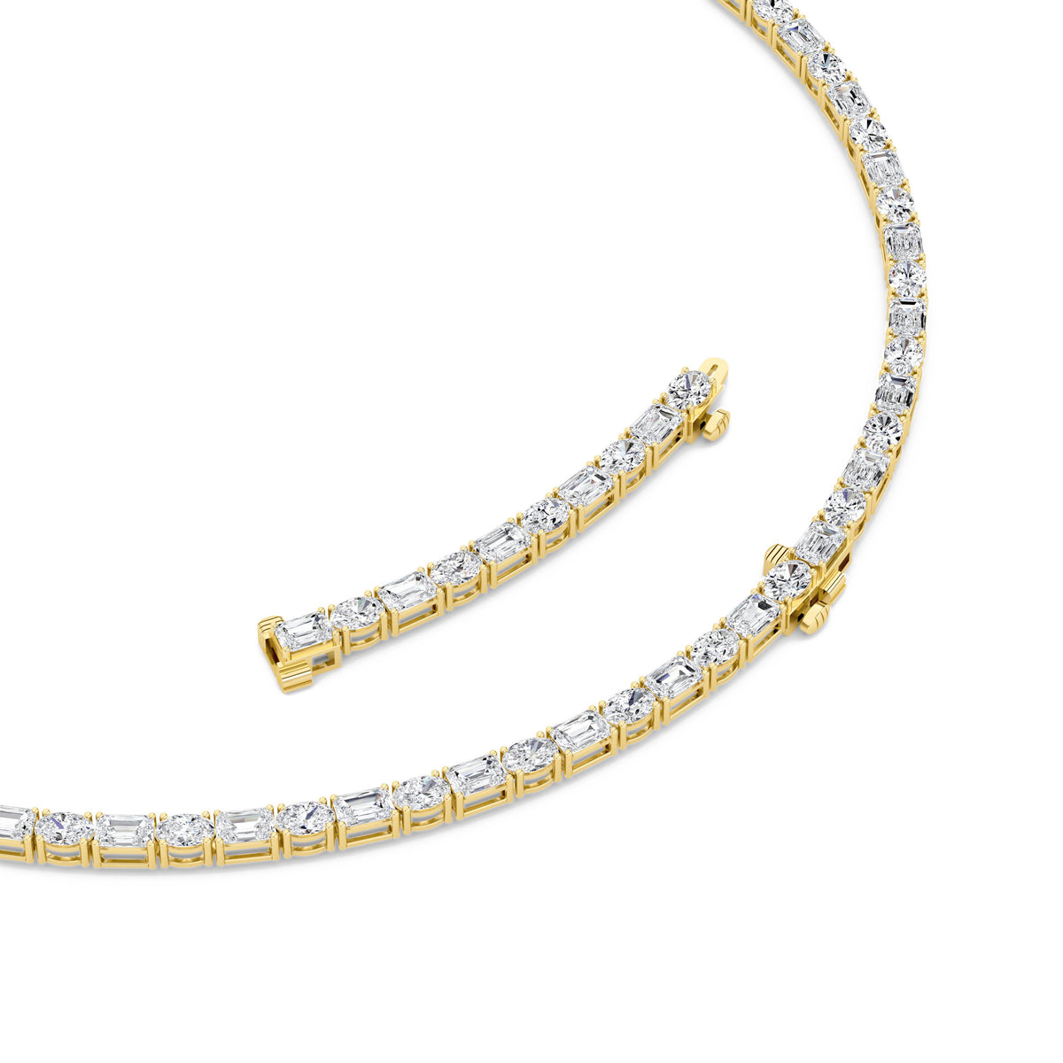 25CTW Emerald Lab-Grown Diamond Prong Necklace 94 Stones